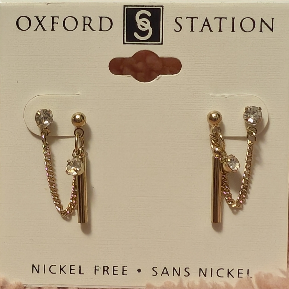 ❤️ Gold and Silver Crystal Chain Earrings